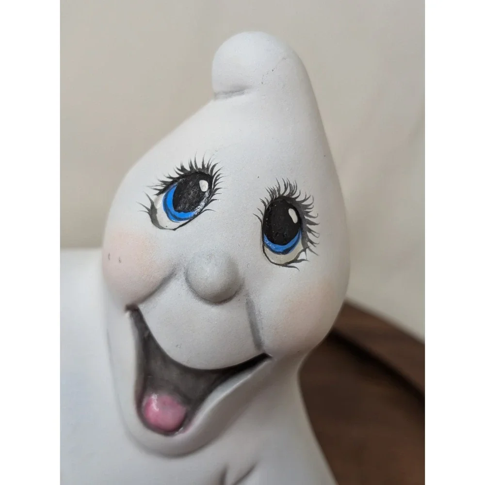 Vintage Halloween‎ Ceramic Laying Ghost Candle Holder Holiday Figurine